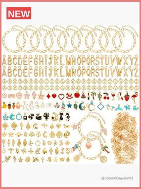 416-Piece Gold Charm Bracelet Making Kit - DIY Paperclip Chain Jewelry